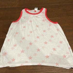 Modern Lux White and Red Star Tank Top Size Large